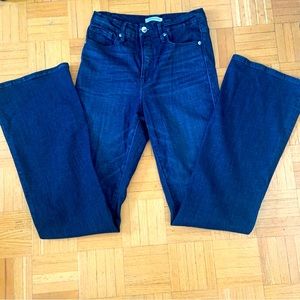 Good American dark wash flare jeans